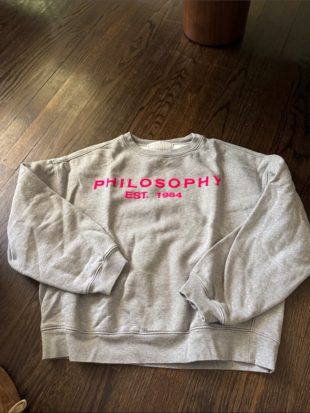 Philosophy di Lorenzo Serafini Grey Crewneck with Pink Logo